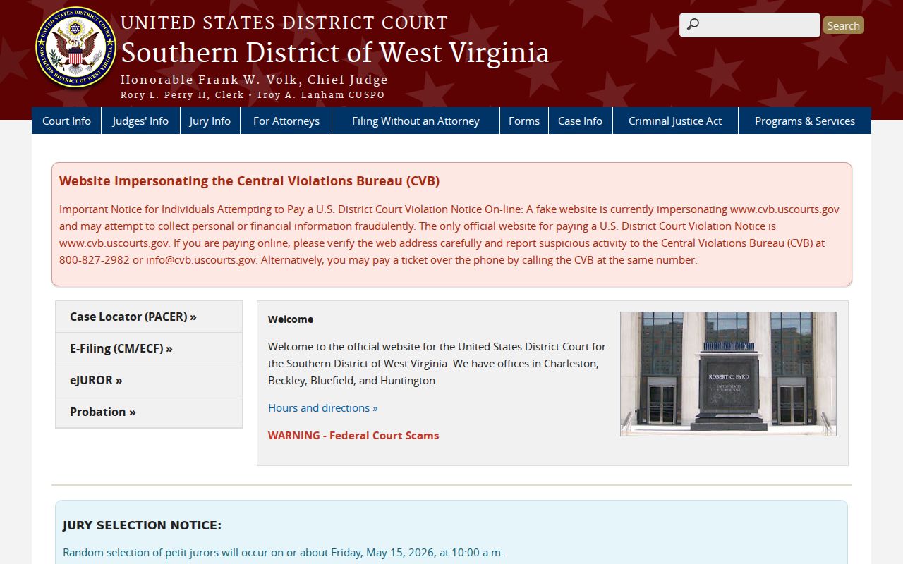 Federal criminal court records serving Putnam County