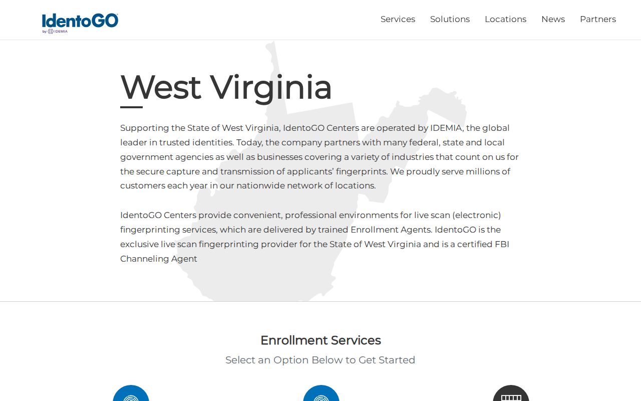 Putnam County criminal history fingerprint appointment channel through IdentoGO